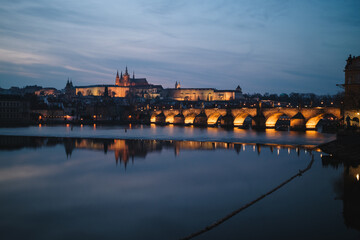 Water All Around The Castle In Prague