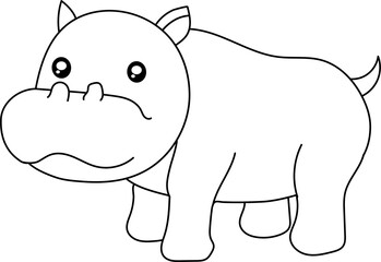 Hippo coloring page illustration
