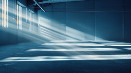 Light streams through windows in an empty industrial space during the afternoon