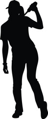female cricket player pose vector silhouette