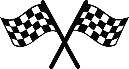 two crossed checkered flag nascar racing flag silhouette 