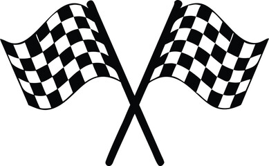 two crossed checkered flag nascar racing flag silhouette 