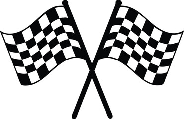 two crossed checkered flag nascar racing flag silhouette 