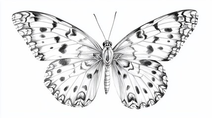 Fototapeta premium Detailed grayscale drawing of a butterfly