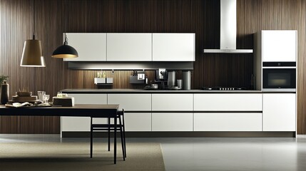 Contemporary kitchen interior with modern cabinetry.