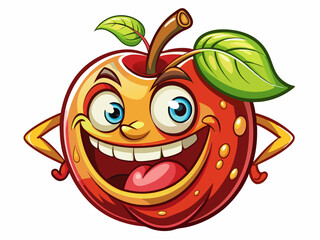 Obraz premium happy groovy apple character with a smiling face Vector cartoon illustration perfect for kids’ products, food branding, fun stickers, and playful designs