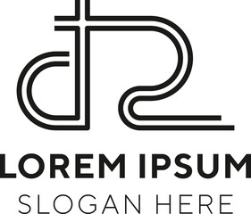 Dynamic and minimalist monogram (DTR) design with a racing spirit. Perfect for automotive brands, driving apps, or high-speed concepts. (editable outlines)