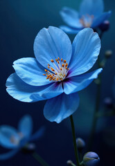 Blue Flower with Stamens and Petals, Close-up Photography