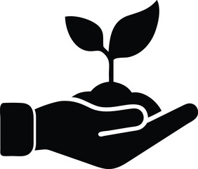 hand holding seedling silhouette