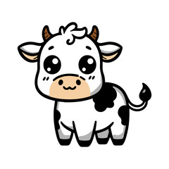 Funny, cute cow cartoon animal illustration isolated on white