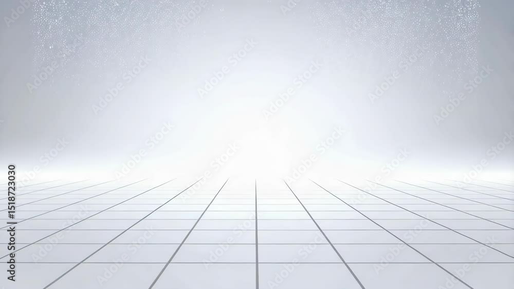 Poster abstract background with tiled floor leading to light source and subtle animated sparkles
