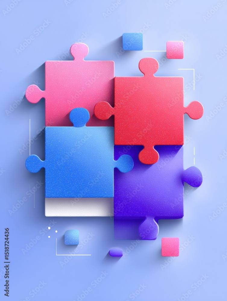 Aufkleber Mismatched Puzzle Pieces Create a Colorful and Engaging User Interface Design in a Clean and Modern Layout