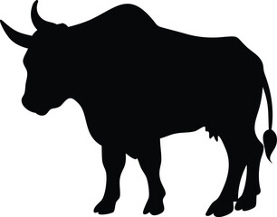silhouette of a huge bull 