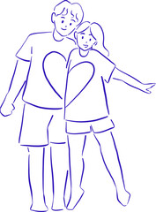 Couple Wearing Matching Heart Shirts