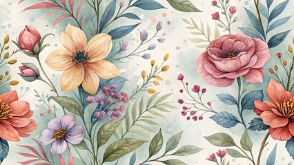 Watercolor floral seamless pattern botanical design