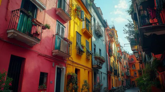 Colorful Streetscape in a small European Town