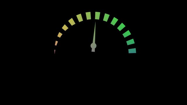 Speedometer, isolated on transparent background with alpha channel. Abstract concept graphic element of tachometer, motion graphic business tachometer.Speedometer icon animation with alpha