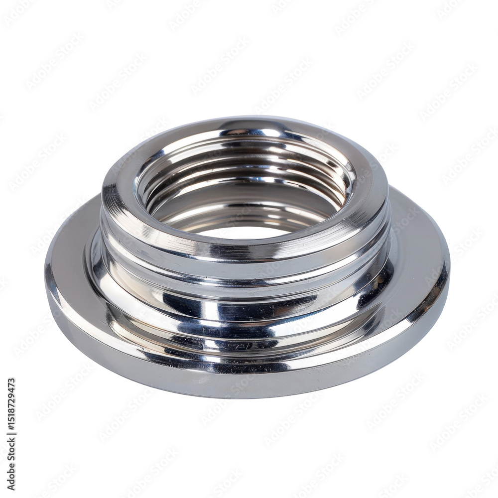 Poster shiny, metallic threaded connector with smooth surface, designed for secure attachment various appli