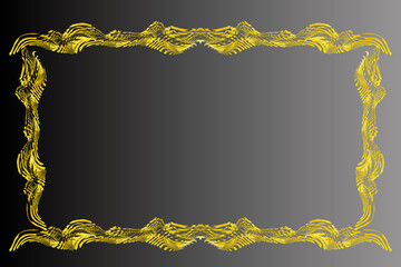 金の装飾線のフレームが入った背景素材　ブラック 