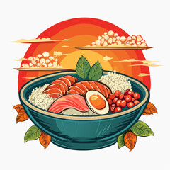 Vintage illustration of japanese food t shirt design, vector graphic, typographic poster or tshirts street wear and Urban style
