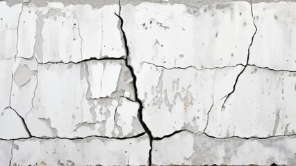 Cracked concrete wall texture. White Concrete Wall with Cracks and Worn Edges. Cracked wall. 