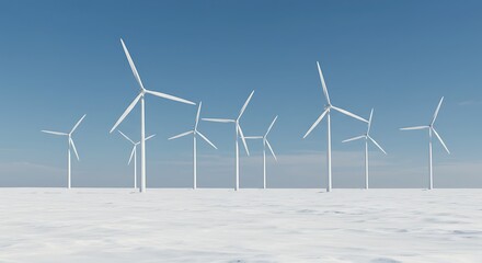 Clean Energy Wind Farm in Snowy Landscape Sustainable Power Generation