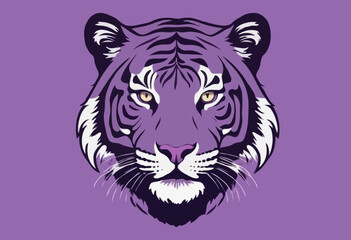 Retro illustration of purple tiger t shirt design, vector graphic, typographic poster or tshirts street wear and Urban style