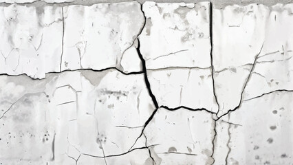 Cracked concrete wall texture. White Concrete Wall with Cracks and Worn Edges. Cracked wall. 