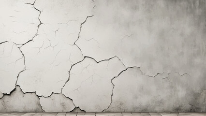 Cracked concrete wall texture. White Concrete Wall with Cracks and Worn Edges. Cracked wall. 