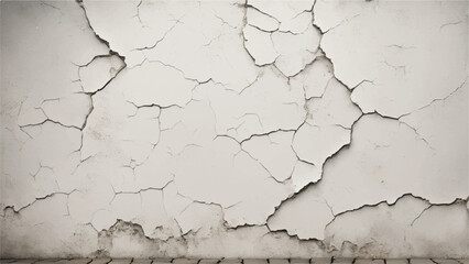 Cracked concrete wall texture. White Concrete Wall with Cracks and Worn Edges. Cracked wall. 
