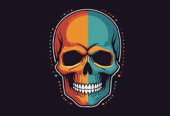 skull illustration with pixel style and retro poster t shirt design, vector graphic, typographic poster or tshirts street wear and Urban style