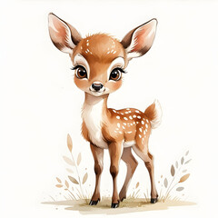 Adorable Watercolor Baby Animals, Generative Ai