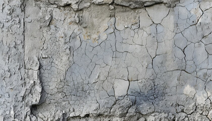 Cracked concrete wall texture background. Rough dirty surface. Cracked damaged wall. Grey cement background. 