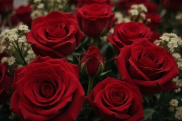 bunch of red roses in a vase on a table1