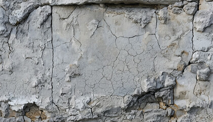 Cracked concrete wall texture background. Rough dirty surface. Cracked damaged wall. Grey cement background. 
