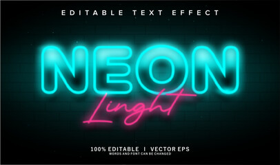 Obraz premium neon light vector text effect with modern style design