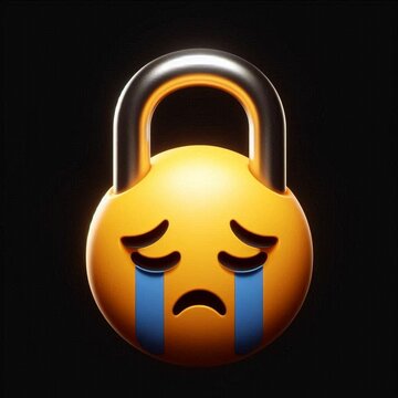 emoji de cadeado triste chorando em fundo preto