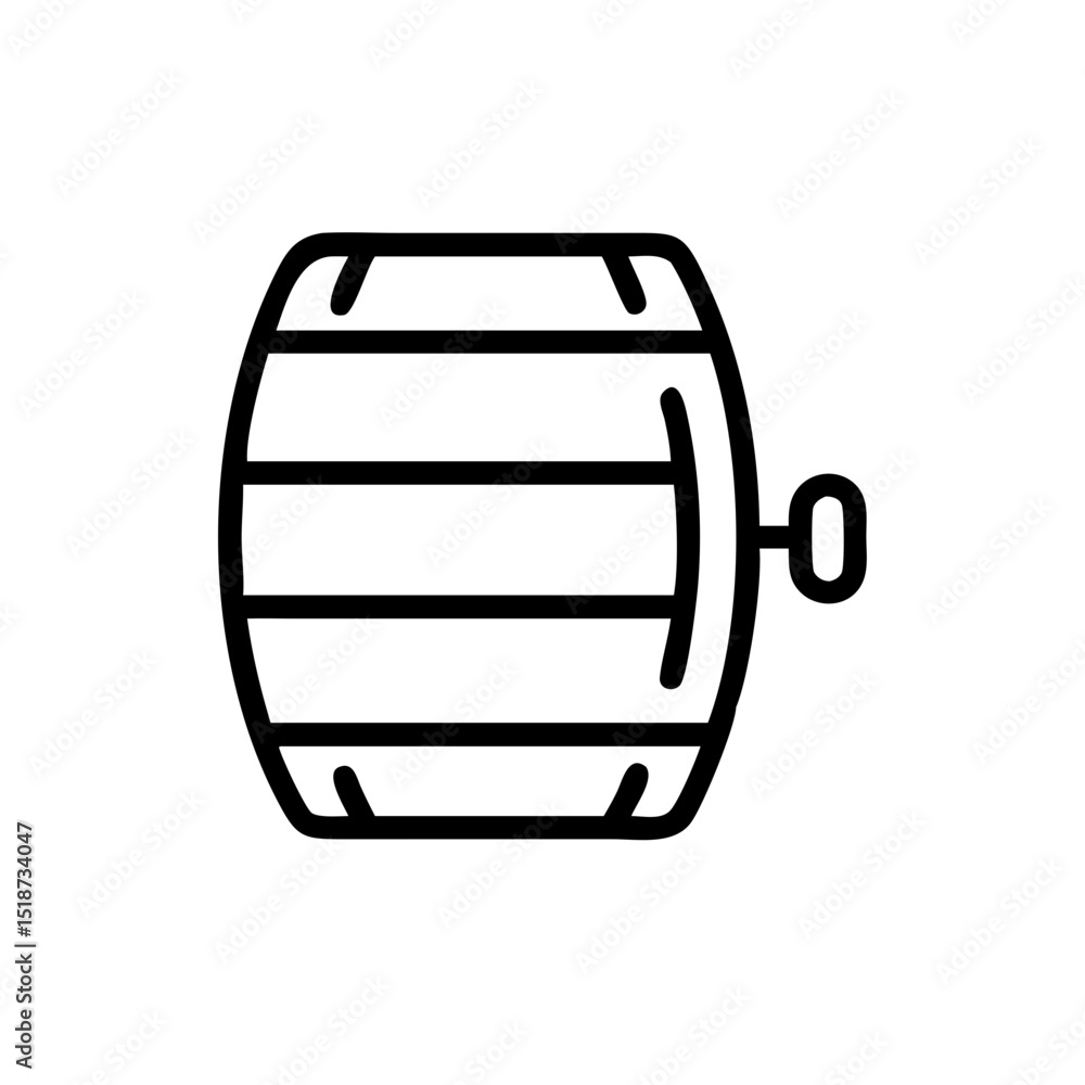 Poster a simple graphic showing a wooden container with a spigot on the side in a minimalist style design