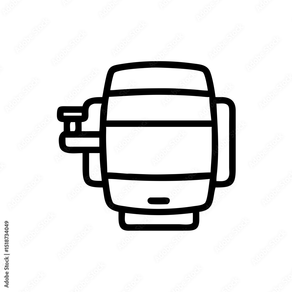 Aufkleber depiction of a cylindrical container with a dispensing tap and handles in a simple line drawing styl