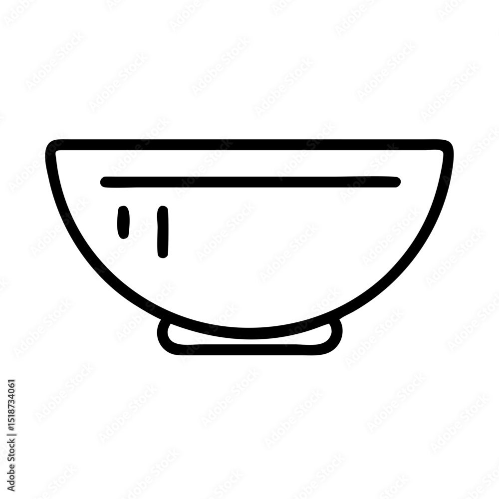Poster a simple graphic showing a bowl with a small base and a line near the top edge of the bowl shape