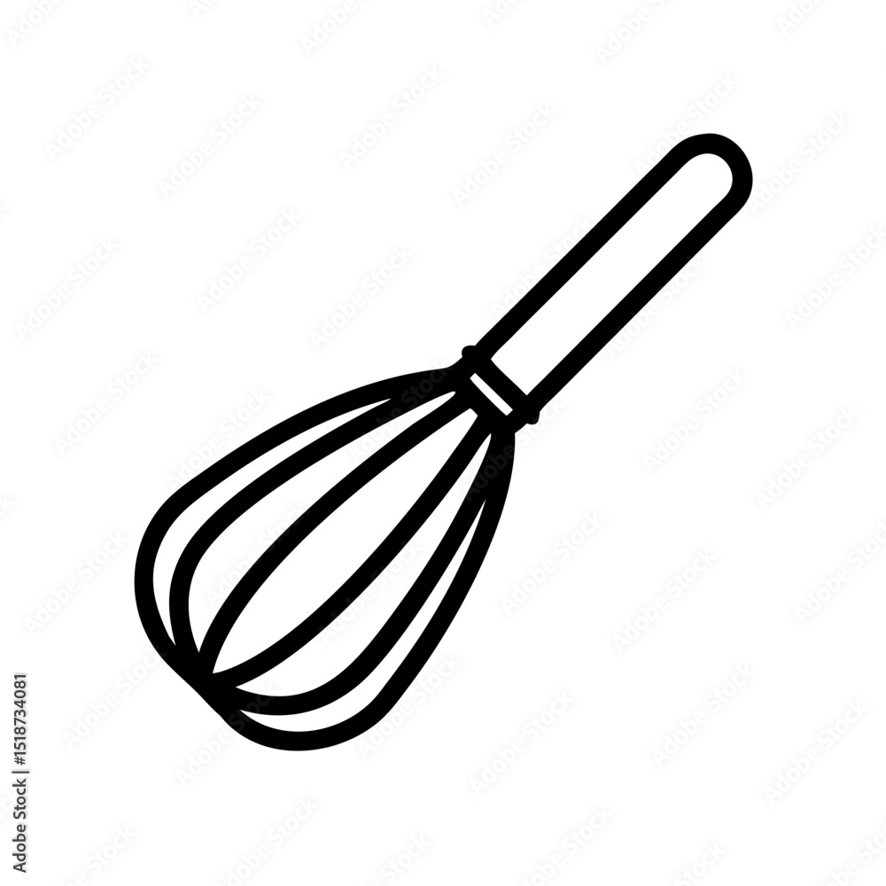 Poster a simple graphic showing a kitchen tool for mixing ingredients with a handle outline design style
