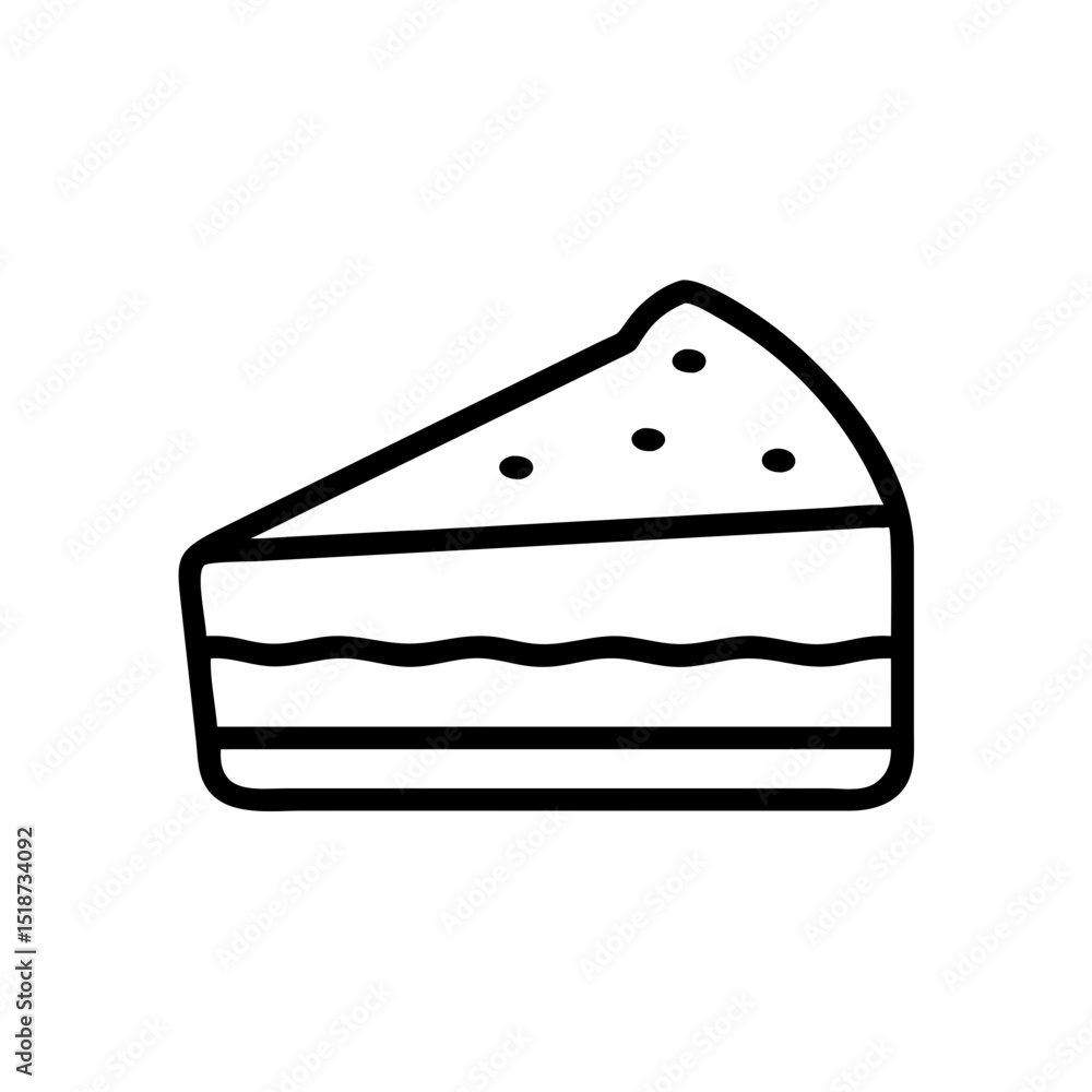 Poster a slice of delicious dessert with toppings and layers outlined in a simple style drawing here
