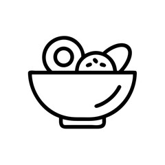 A bowl containing round and oval shaped objects with visible dots in a simple line drawing style