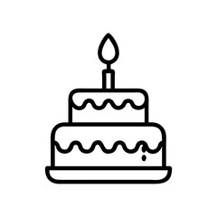 Two tiered cake with a candle on top isolated on white for celebration and party treat design element