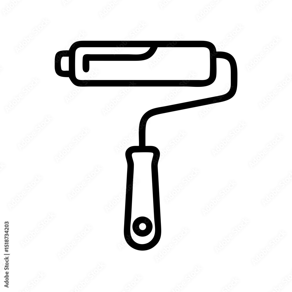 Aufkleber simple graphic showing a painting tool with a handle and roller for applying paint on surfaces exact