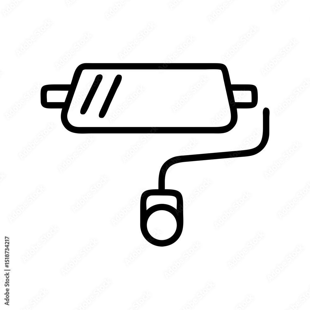 Aufkleber a simple depiction of a car exhaust system with a connected sensor in a clean outline style