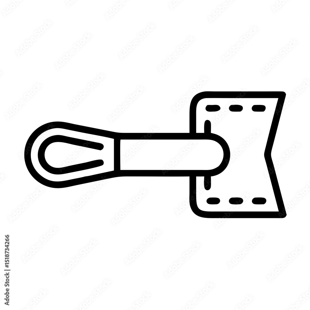 Poster Outline drawing of a tool with a loop handle and a perforated rectangular head design element artwork