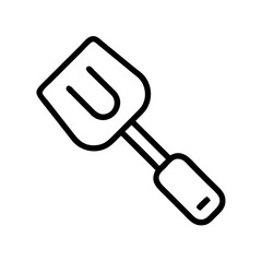 Outline drawing of a small hand tool with a rectangular head and handle for digging or scooping soil is shown