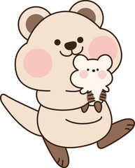 Obraz premium Adorable Quokka Hugging Little Friend