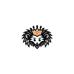 Obraz premium Crowned Porcupine Logo. Regal Thorny Animal Mascot Symbolizing Strength and Authority